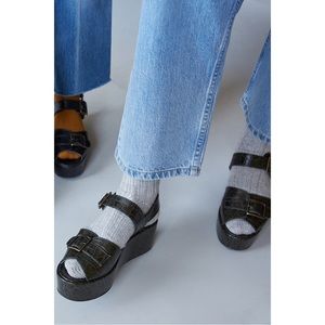 DISO Caron Callahan Margaret croc embossed platform sandals